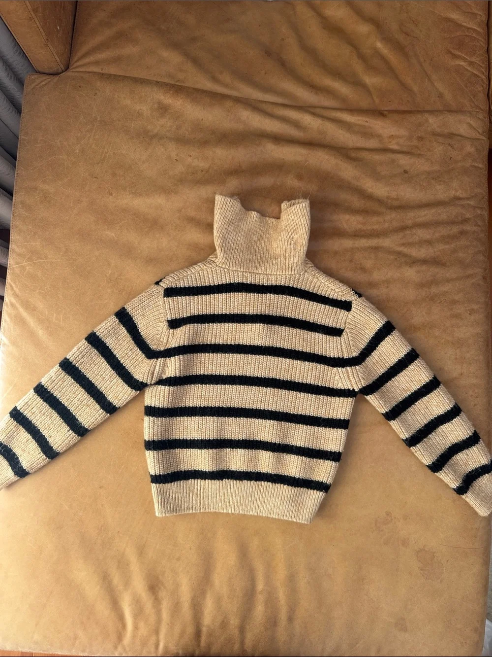 Zara Girls Beige and Black Striped Half-Zip Sweater size 9-10